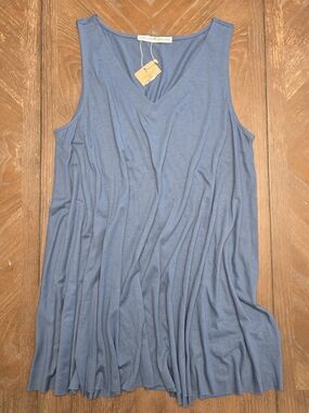 Peruvian Connection Soft Blue Sleeveless V-Neck Tunic